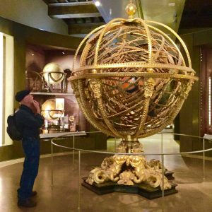 Jim Williams, pondering one of the artifacts illustrating Time at the Galileo Museum in Florence, Italy